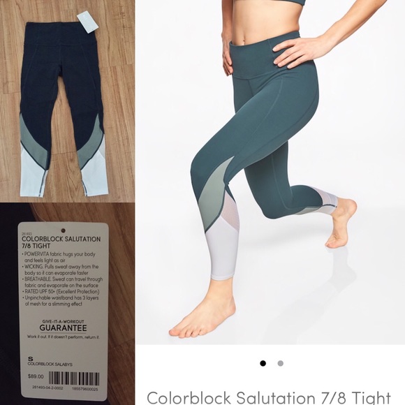 Athleta Colorblock Salutation 78 Tight NWT Athleta Colorblock Salutation 78 Tight NWT